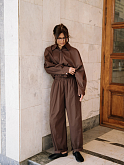 рубашка oversize в мужском стиле шоколадная из хлопка