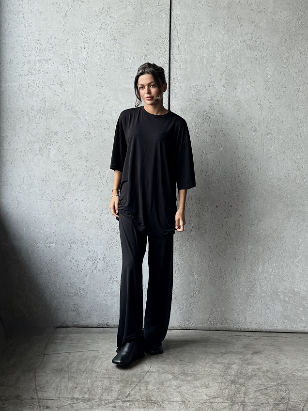 домашний костюм с к/р черный из тонкой вискозы