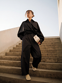 рубашка oversize в мужском стиле черная из хлопка