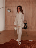 рубашка oversize бежевый меланж из льна