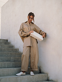 рубашка oversize в мужском стиле песочная из хлопка