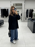 футболка oversize с д/р черная из бамбука